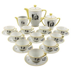 Limoges France Porcelain Tea Coffee Set Jazz Band Design, 1960s