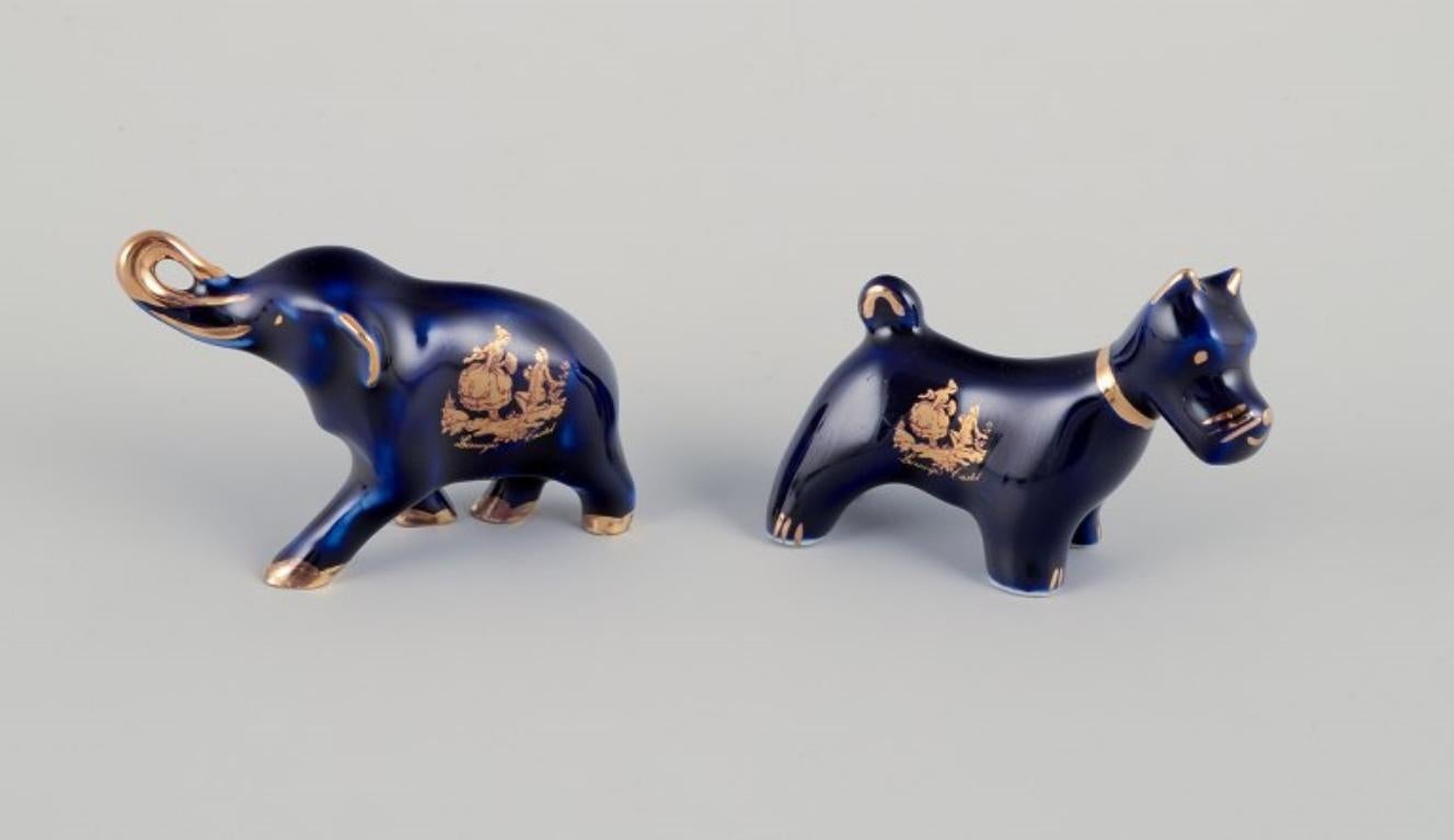 Limoges, Frankreich. Sieben Miniatur-Tiere aus Porzellan. Ca. 1970 (Französisch) im Angebot