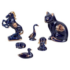 Limoges, France. Six animaux miniatures en porcelaine. Environ 1970