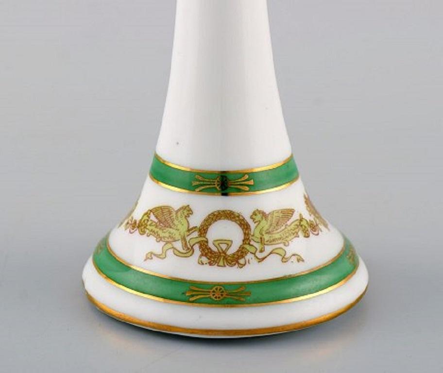 Limoges, France, Two Candlesticks and a Dish in Hand Painted Porcelain In Excellent Condition For Sale In Copenhagen, DK