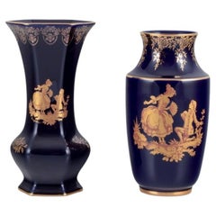 Vintage Limoges, France. Two porcelain vases, 1970s