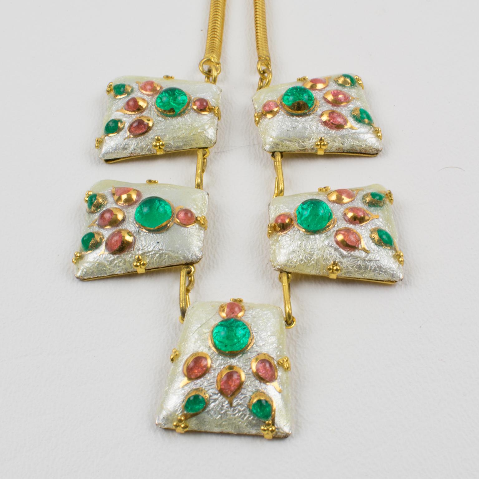 Collana con smalto bianco e patè de verre di Limoges Francia A Link in vendita 6