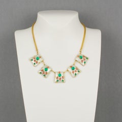 Limoges France White Enamel and Pate de Verre Link Necklace
