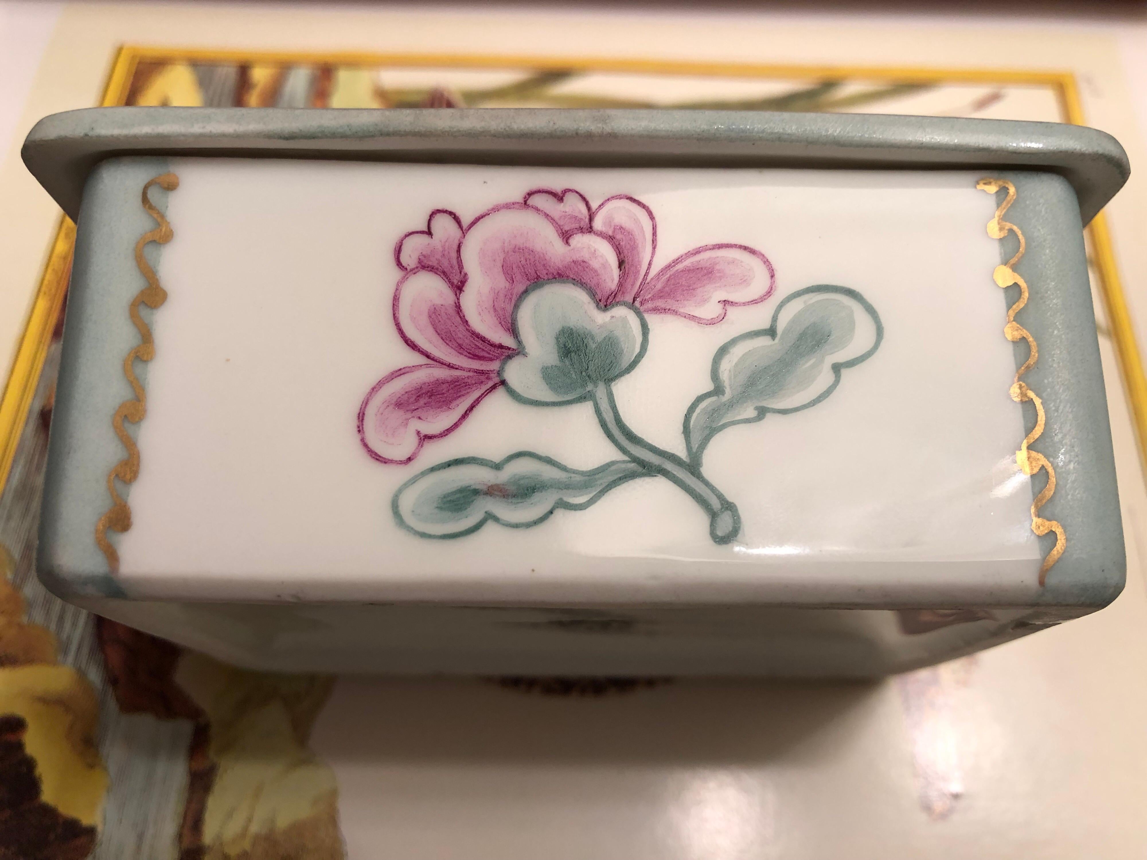 Limoges France YF Porcelain Jewelry Hand Painted Rose Box 1