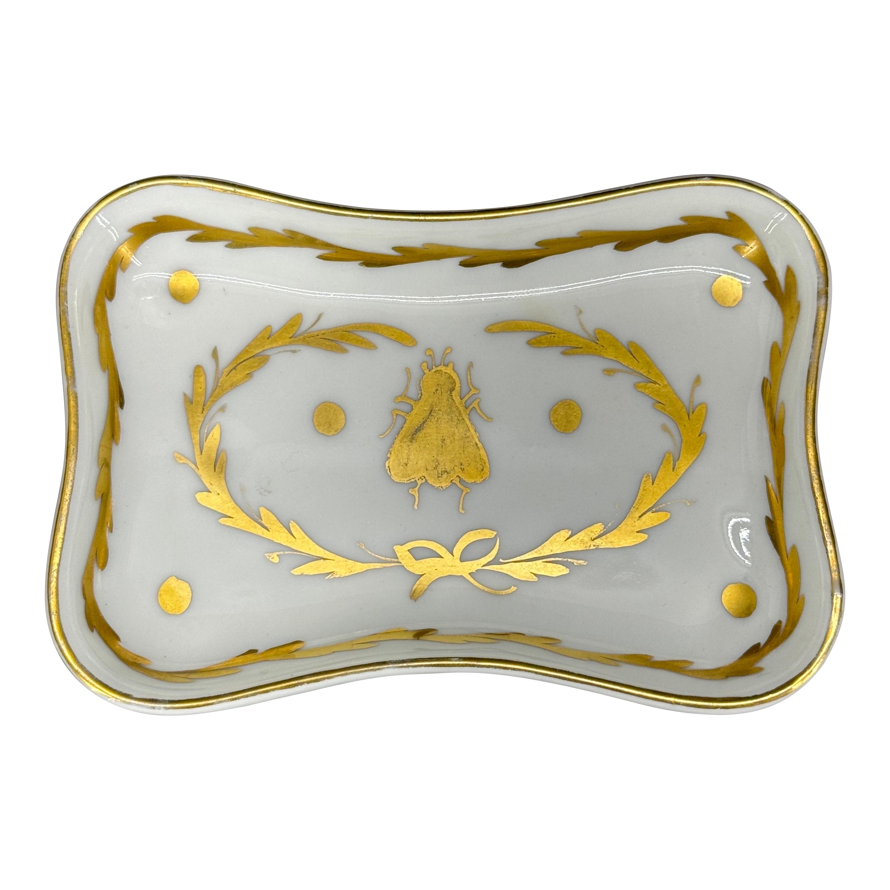 Limoges French Bee Porcelain Gilt Trinket Jewelry Tray