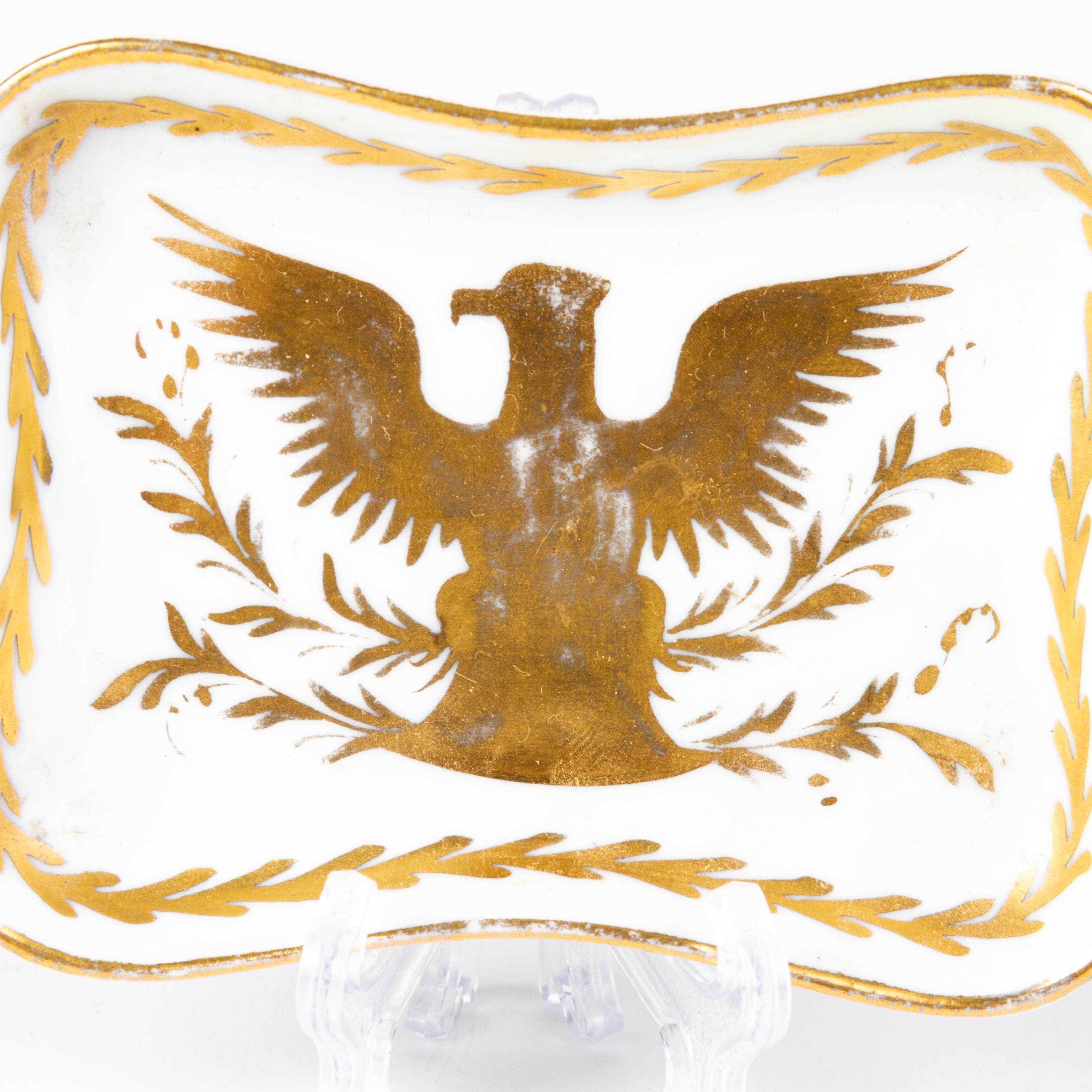 Limoges French Napoleonic Vincennes Fine Gilt Porcelain Dish Tray
Good condition, some light fading to gilt eagle
From a private collection.
Free international shipping.
