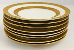 Limoges Gilt Banded Porcelain Plates Retailed by Stern Brothers NY Set of 8