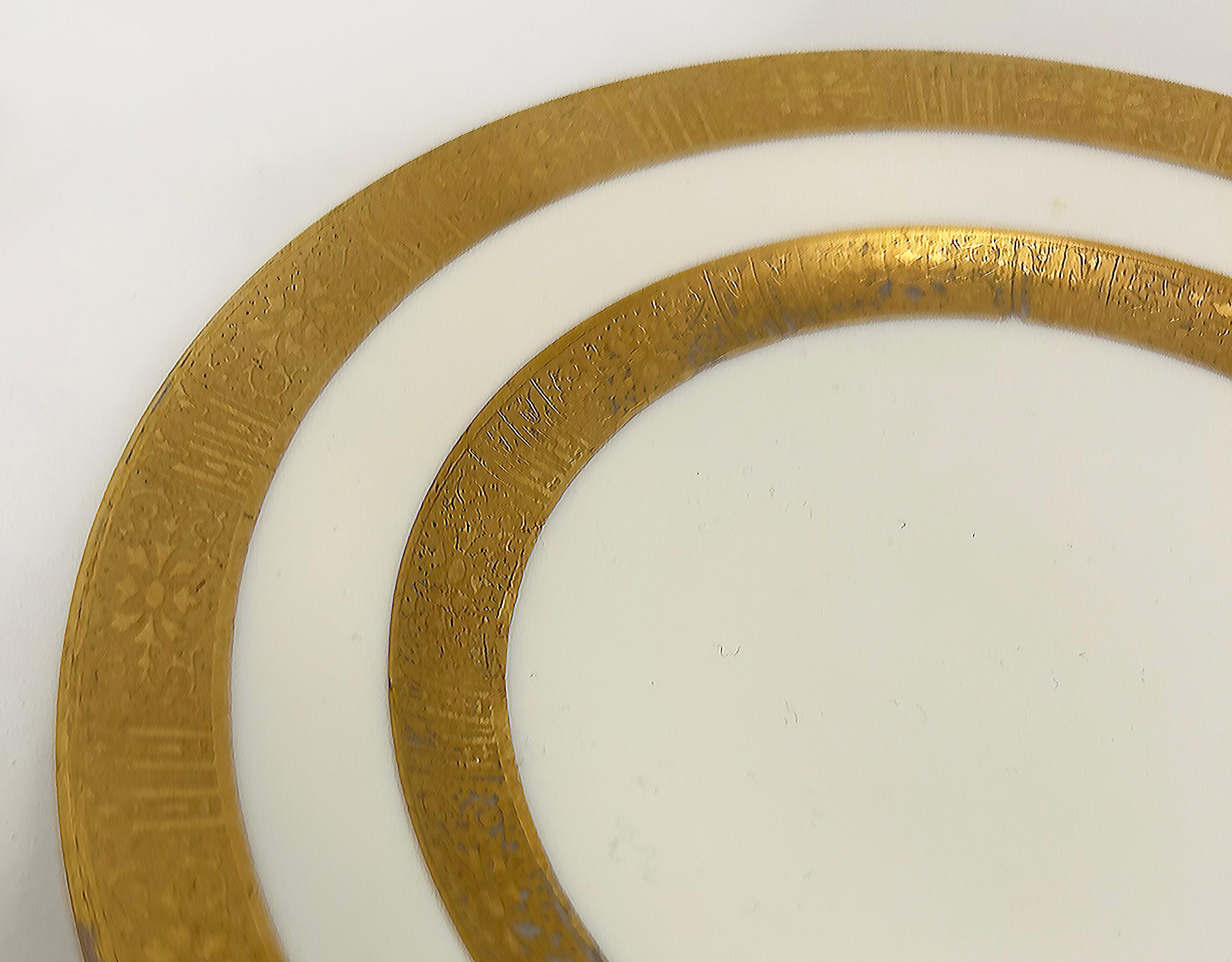 20th Century Limoges Gilt Banded Porcelain Plates Retailed by Stern Brothers NY Set of 8 For Sale