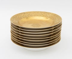 Porzellanschalen aus Limoges mit Goldverzierung, 9