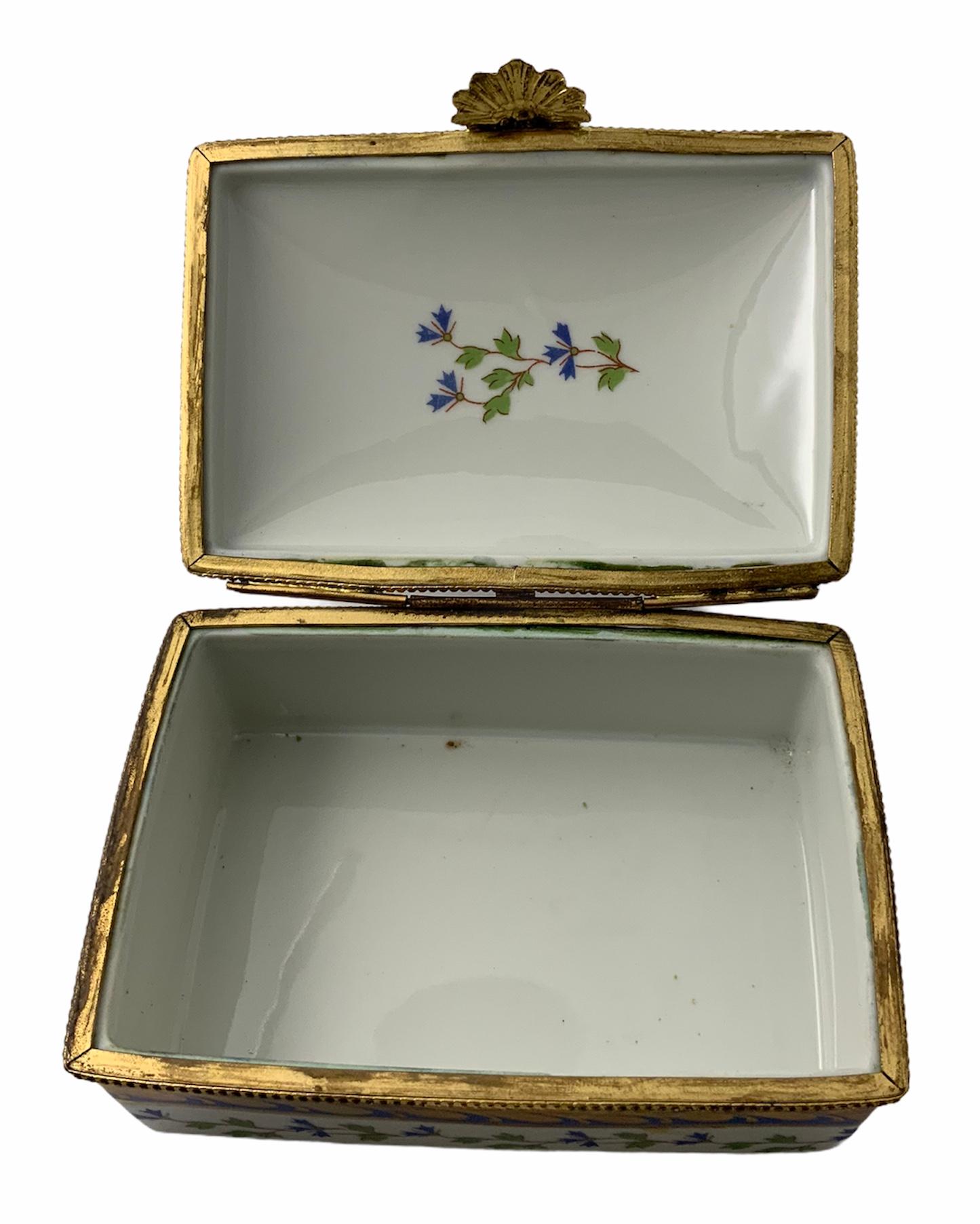 French Limoges Gilt Porcelain Rectangular Box