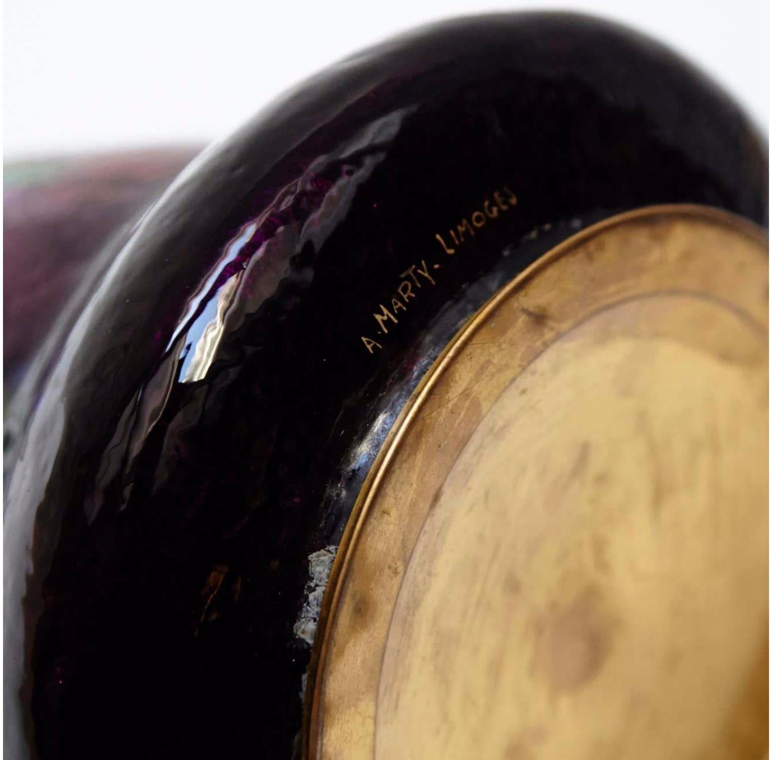 Inizio XX secolo Vaso in vetro di Limoges di Alexandre Marti: Un capolavoro Art Deco senza tempo in vendita