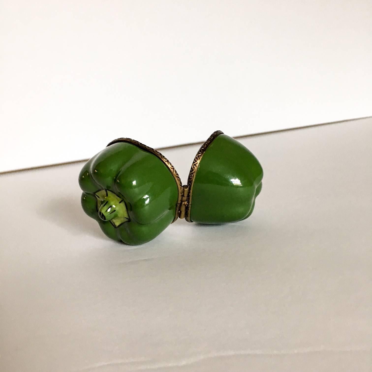 French Limoges Green Bell Pepper Box