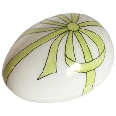 Limoges Green Bow Egg Shape Box