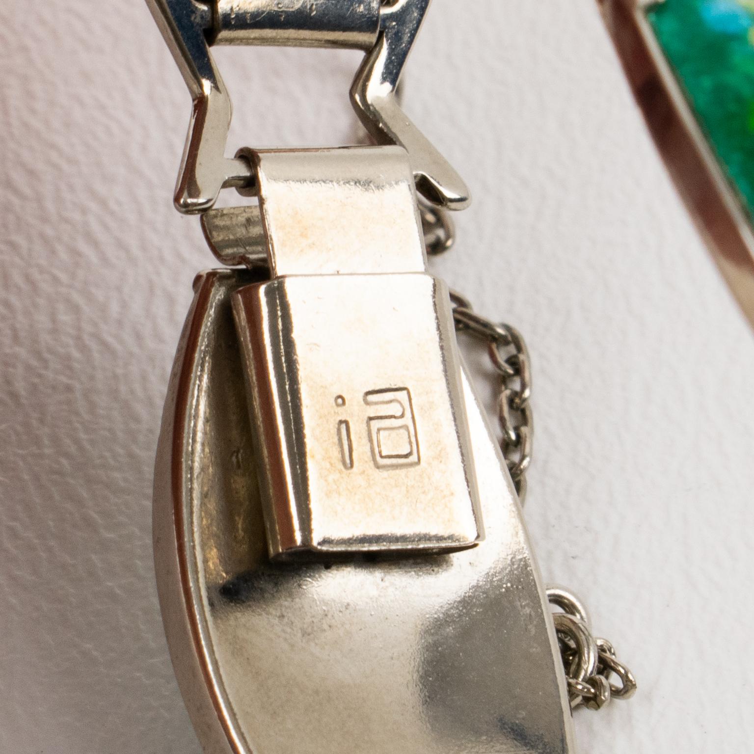 Bracciale A Link con smalto verde e patè de verre di Limoges In condizioni buone in vendita a Atlanta, GA