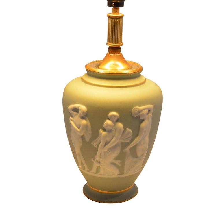 Limoges Green Lamp Urn Shaped by Tharaud For Sale at 1stDibs