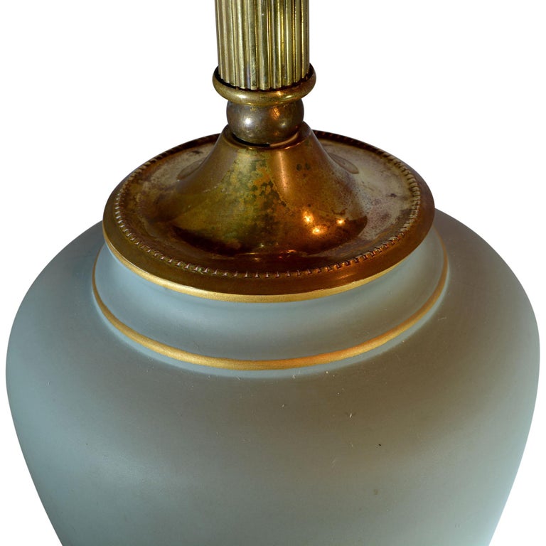 Limoges Green Lamp Urn Shaped by Tharaud For Sale at 1stDibs