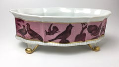 Limoges Hand Painted Footed Center Piece Bowl with Birds Signed