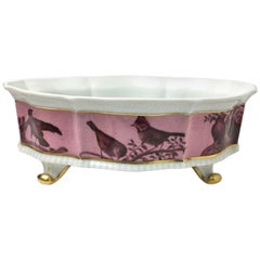 Limoges Hand Painted Footed Center Piece Bowl with Birds Signed