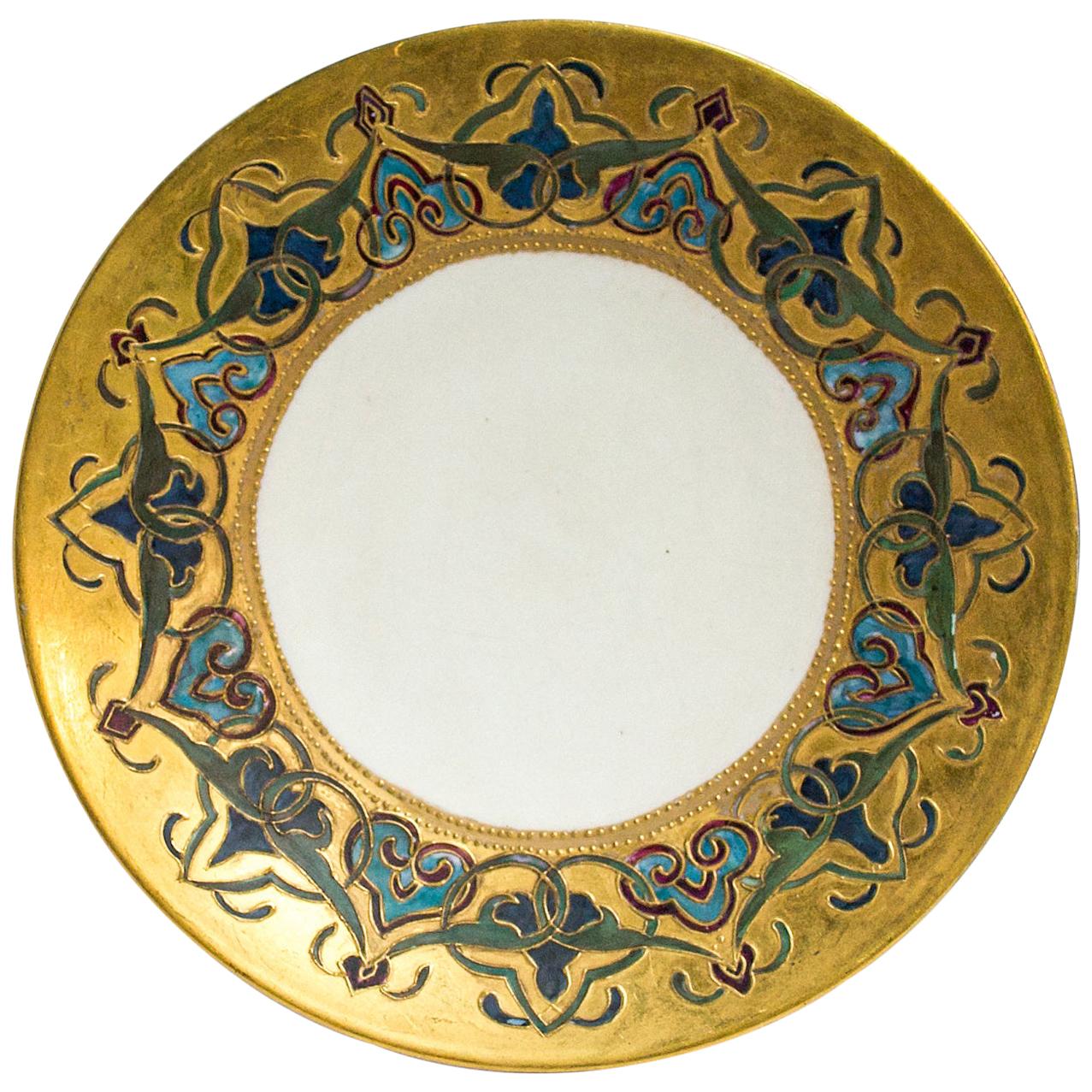 JEAN POUYAT Rare ca1920 Limoges Gold Thistle 7" Plate Beautiful 