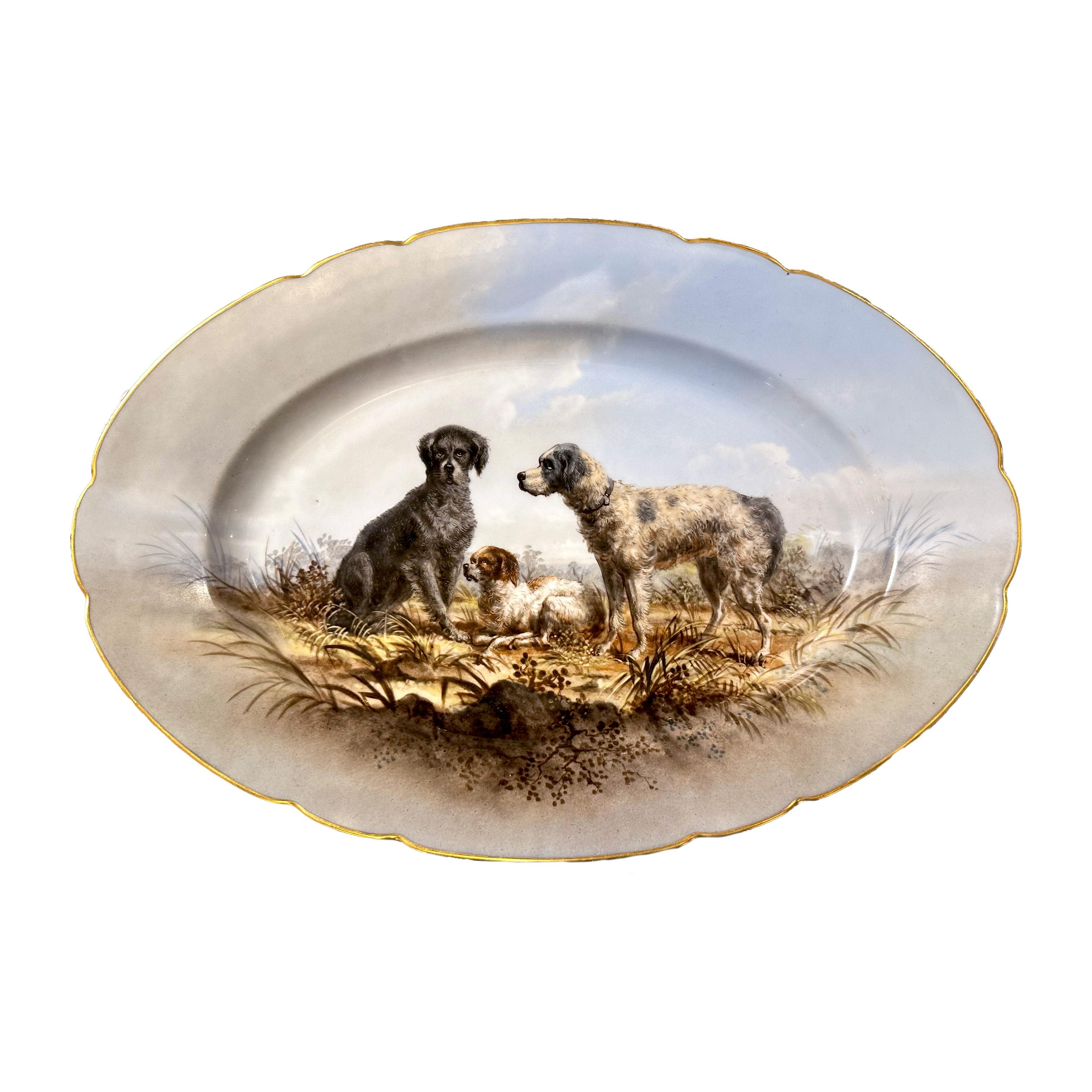 Limoges hand painted porcelain dog set, Escalier de Cristal, XIXe 11