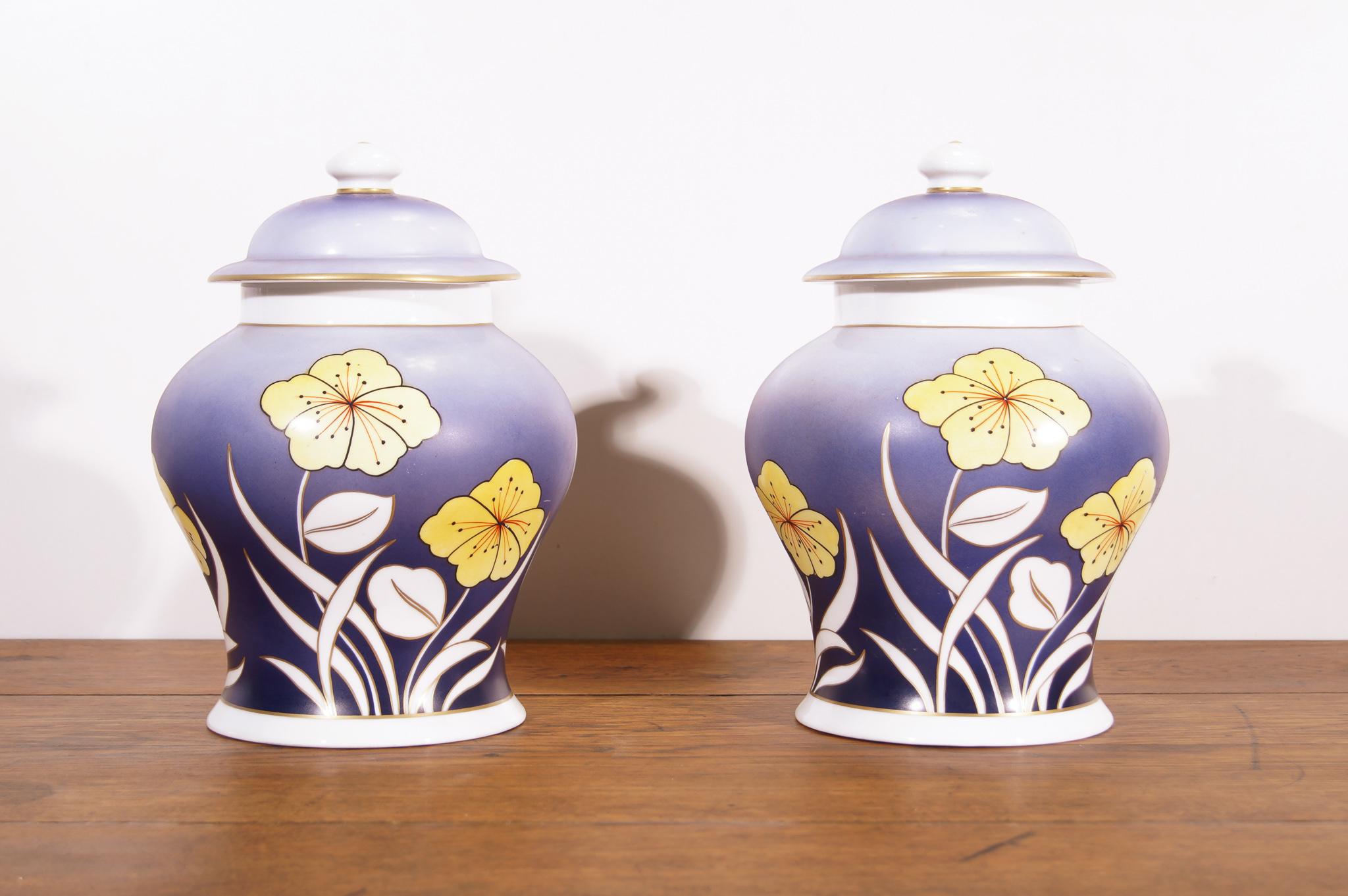 Mid-Century Modern Limoges, Large Porcelain Baluster, Set of 2