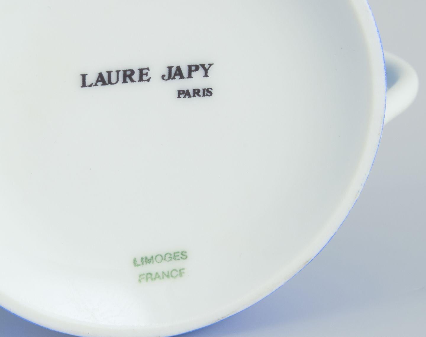 Limoges / Laure Japy, Paris. Six coffee cups and a sugar bowl in porcelain. For Sale 1
