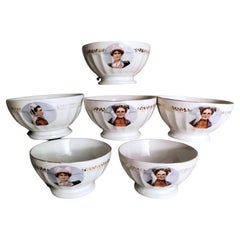 Limoges LPN France Set of Six Bowls with Images of Breton Maidens
