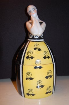 Französische handbemalte Limoges-Porzellan Pulverschachtel aus Porzellan