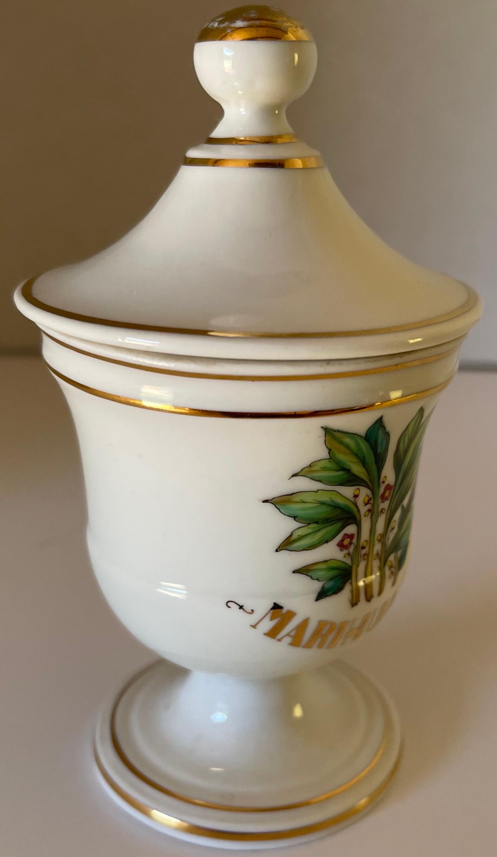 Limoges Marihuana Gold Rimmed Apothecary Jar For Sale 5