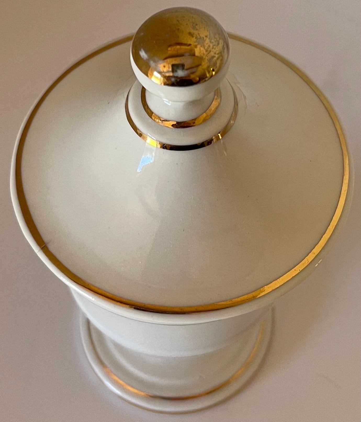 Hand-Painted Limoges Marihuana Gold Rimmed Apothecary Jar For Sale
