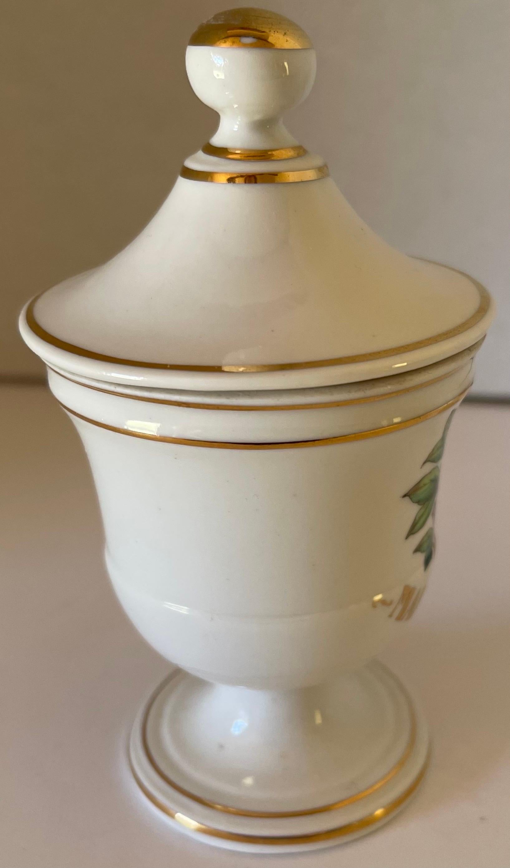 20th Century Limoges Marihuana Gold Rimmed Apothecary Jar For Sale
