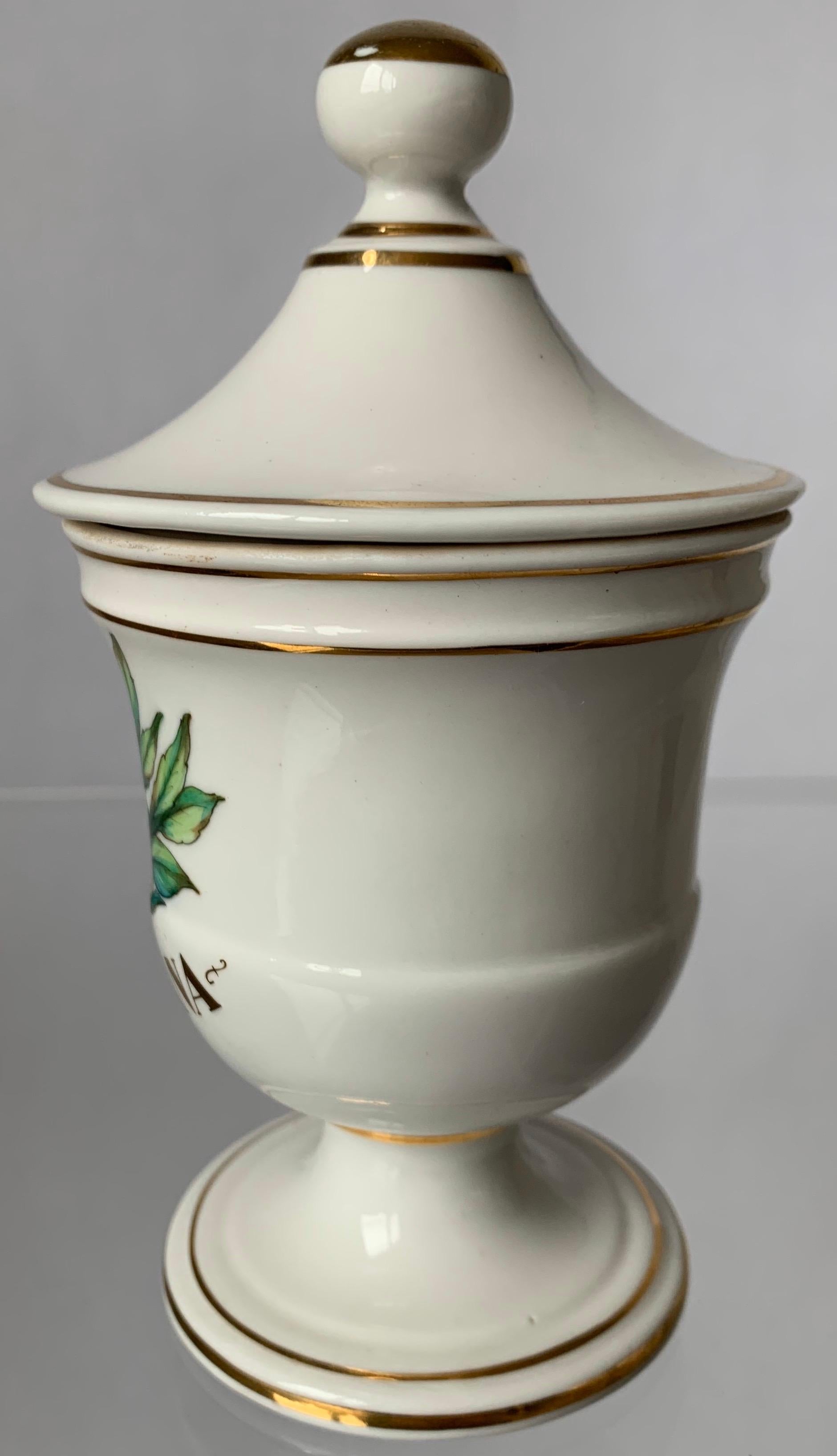 Limoges Marihuana Gold Rimmed Apothecary Jar 1