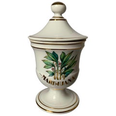 Vintage Limoges Marihuana Gold Rimmed Apothecary Jar
