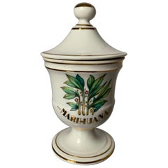 Pot d'apothicaire de Limoges Marihuana à bordure dorée