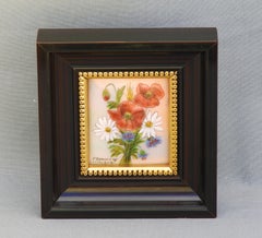 Limoges Miniature Enamel Still Life Plaque by P Bonnet