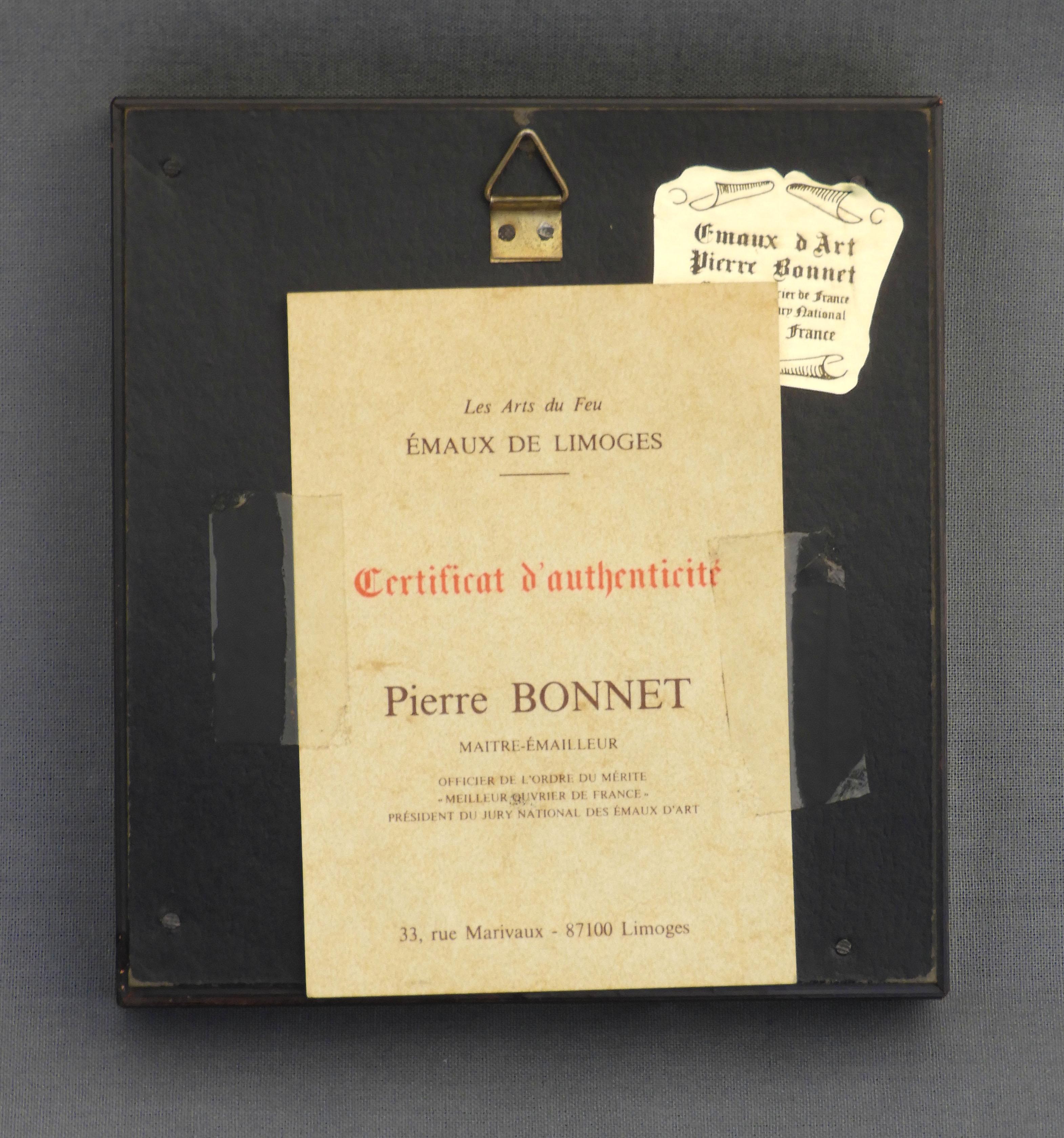 Mid-20th Century Limoges Miniature Enamel Still Life Plaque by P Bonnet