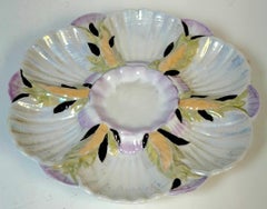 Limoges Naturalistic Luster Oyster Plate with Deep Center Well, France