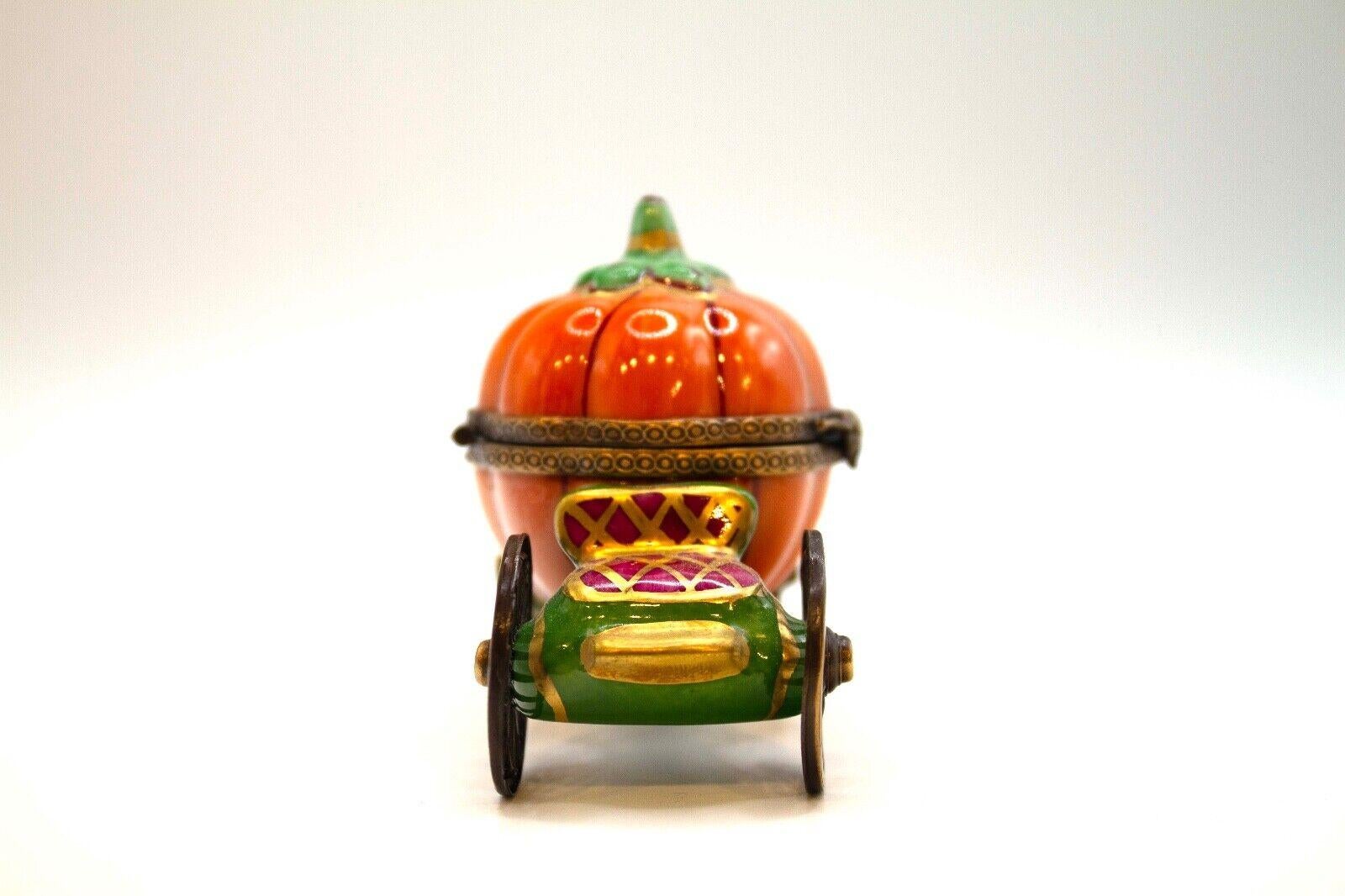 Porcelain Limoges Pacifier Cinderella’s Pumpkin Carriage & Green Drum Set Mini Porcelin