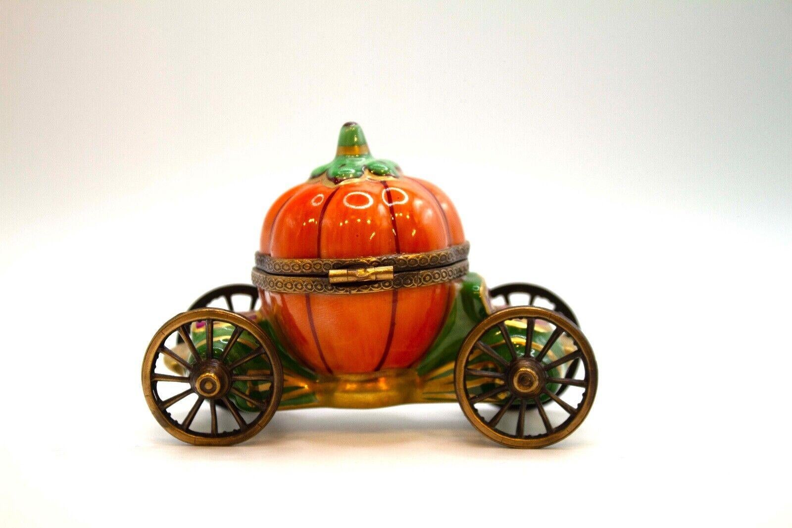 Limoges Pacifier Cinderella’s Pumpkin Carriage & Green Drum Set Mini Porcelin 1