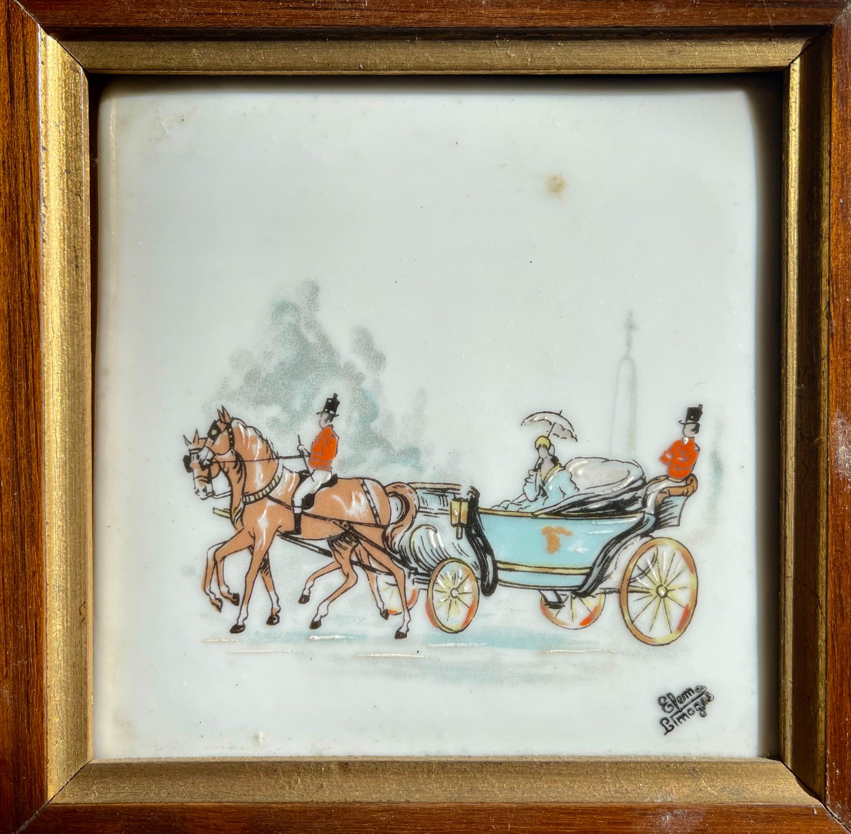 Limoges – Paar Porzellangemälde des XIX. Jahrhunderts im Angebot 5