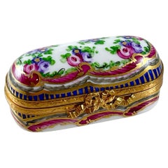 Caja de agujas de coser de porcelana esmaltada Limoges París