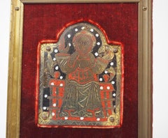 Limoges plaque Christ Salvator Mundi in enamel champlevé, Spain, Navarra, 14th c