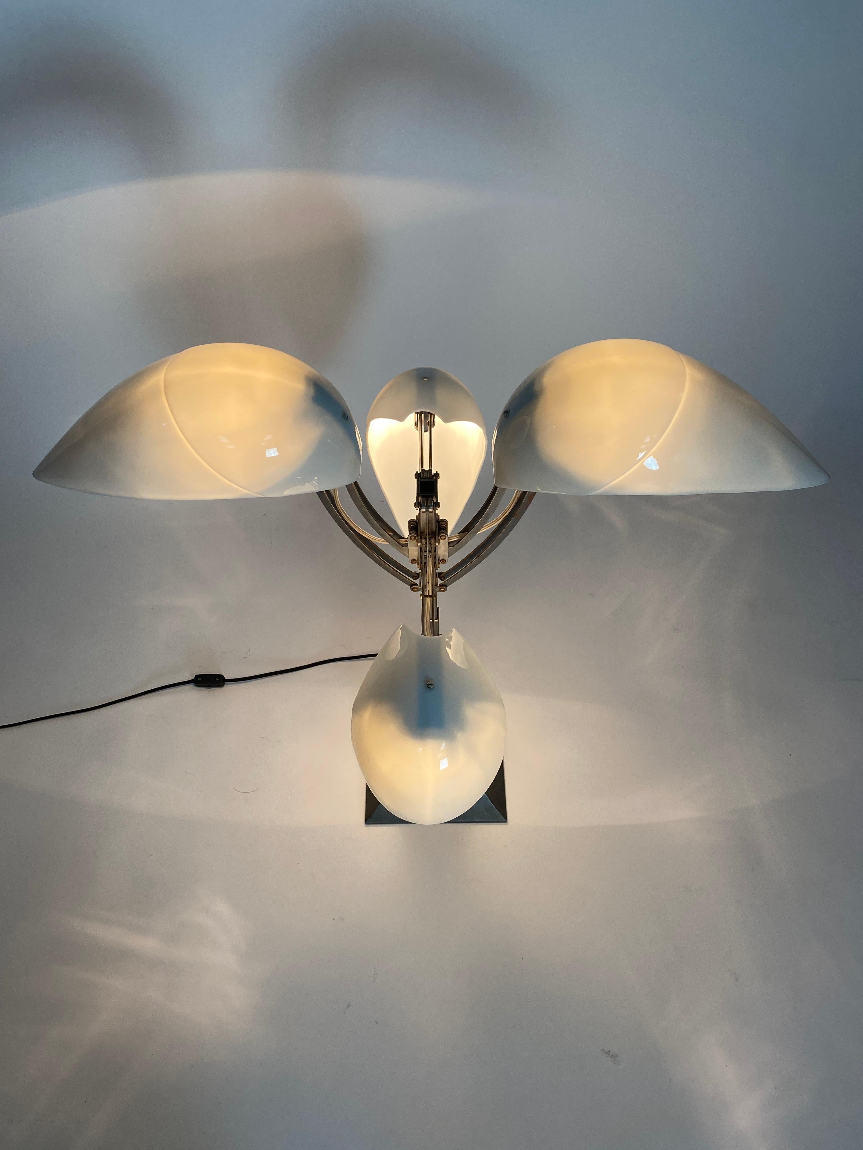 “Limoges” Porcelain and Brushed Steel Table Lamp For Sale 5