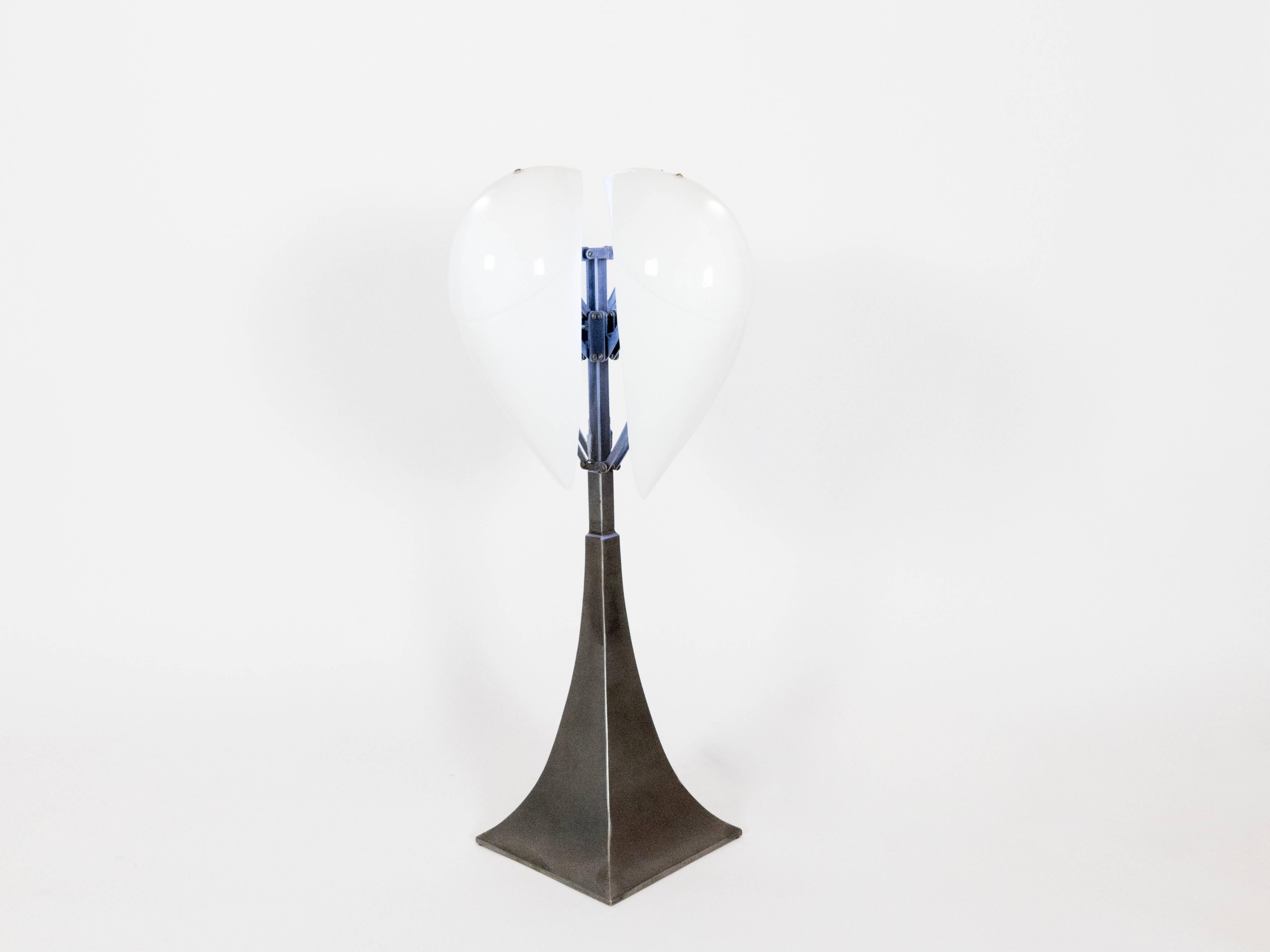 Modern “Limoges” Porcelain and Brushed Steel Table Lamp For Sale