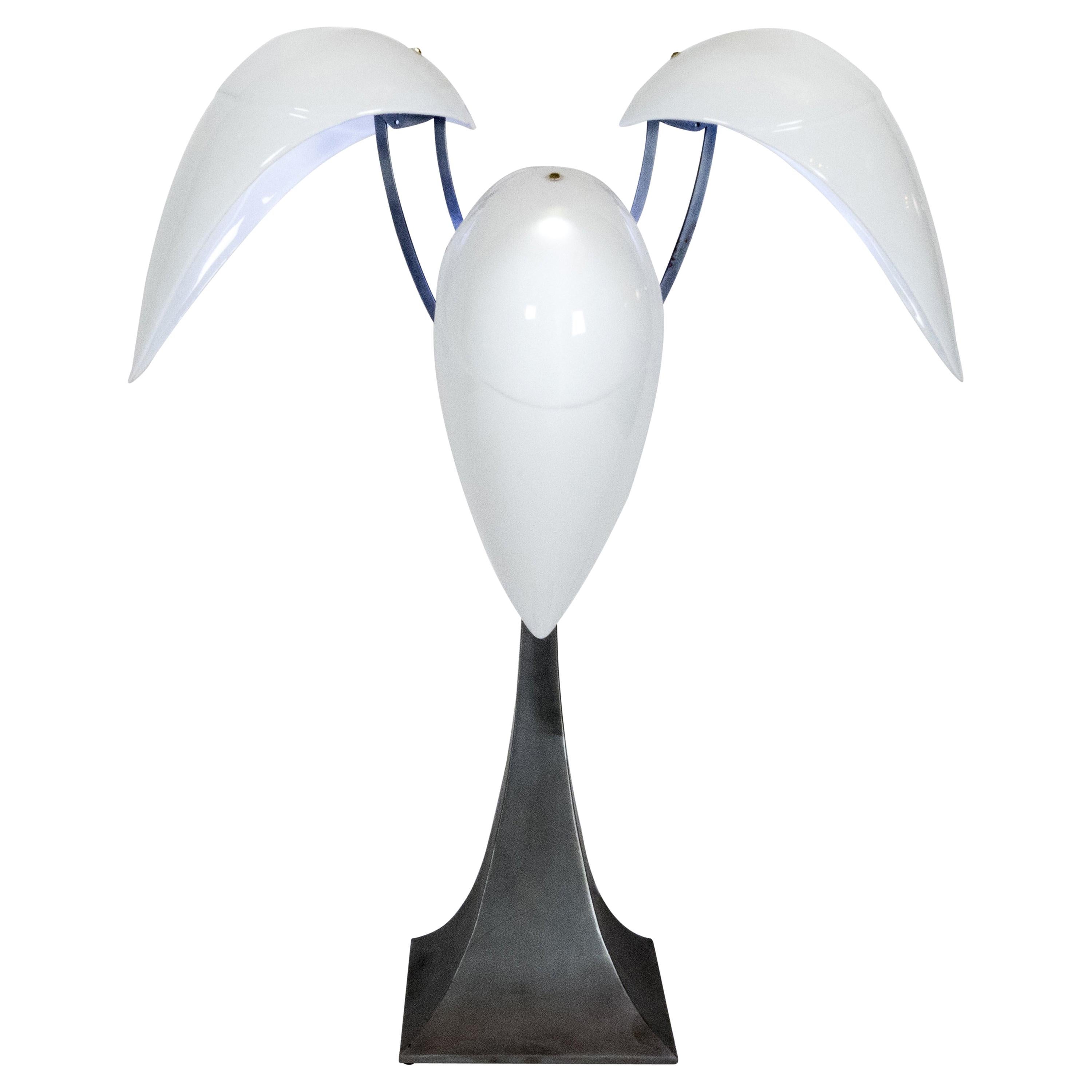 “Limoges” Porcelain and Brushed Steel Table Lamp