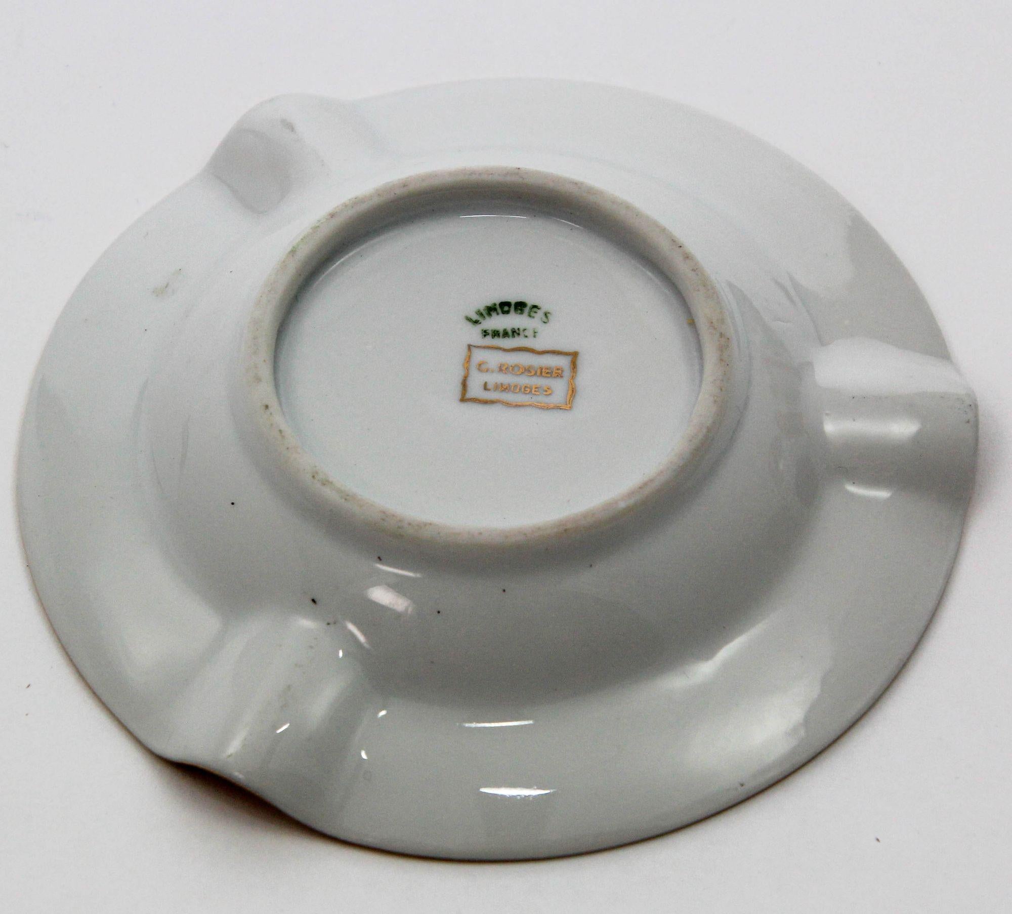 Hand-Crafted Limoges Porcelain Ashtray Mont Saint Michel Hand-Painted Dish France 1960s For Sale