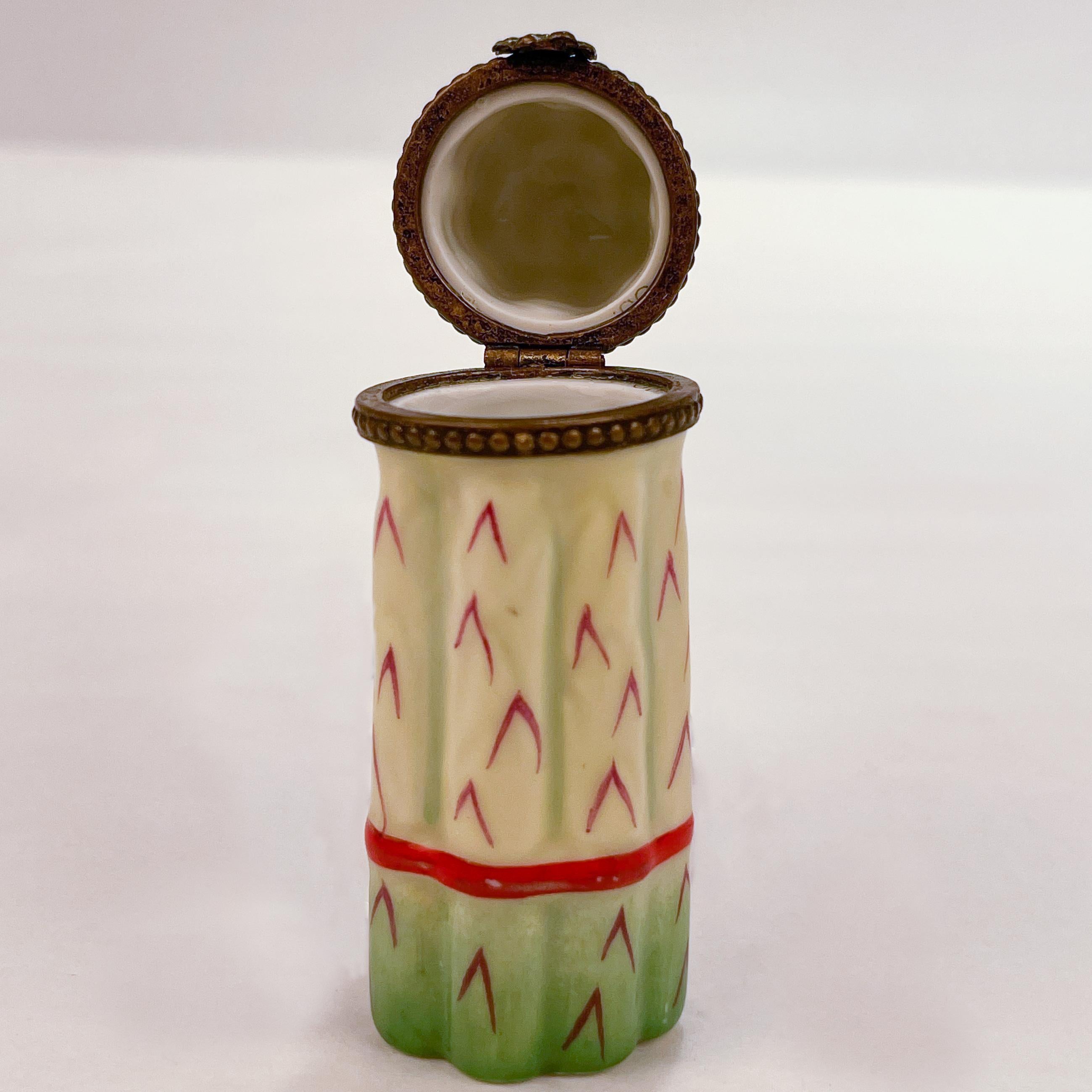 Limoges Porcelain Asparagus Shaped Snuff Box for Asprey 5