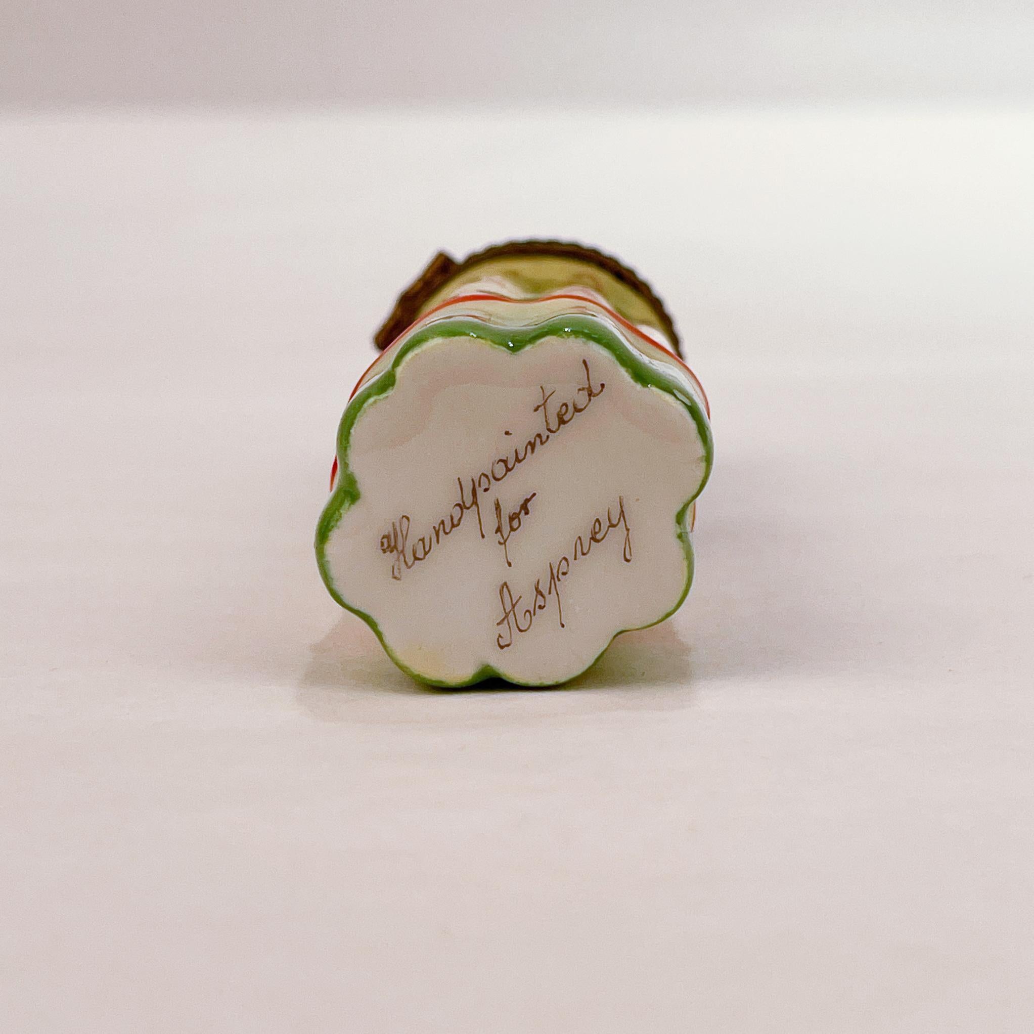 Limoges Porcelain Asparagus Shaped Snuff Box for Asprey 2
