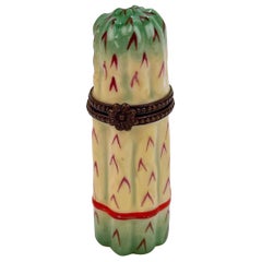 Vintage Limoges Porcelain Asparagus Shaped Snuff Box for Asprey