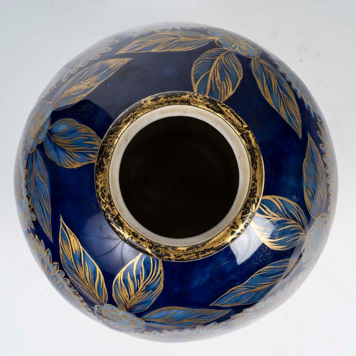 Vaso Boulle in porcellana di Tharaud Limoges di Charles Tharaud, periodo Art Déco, 1930. In condizioni buone in vendita a Saint-Ouen, FR